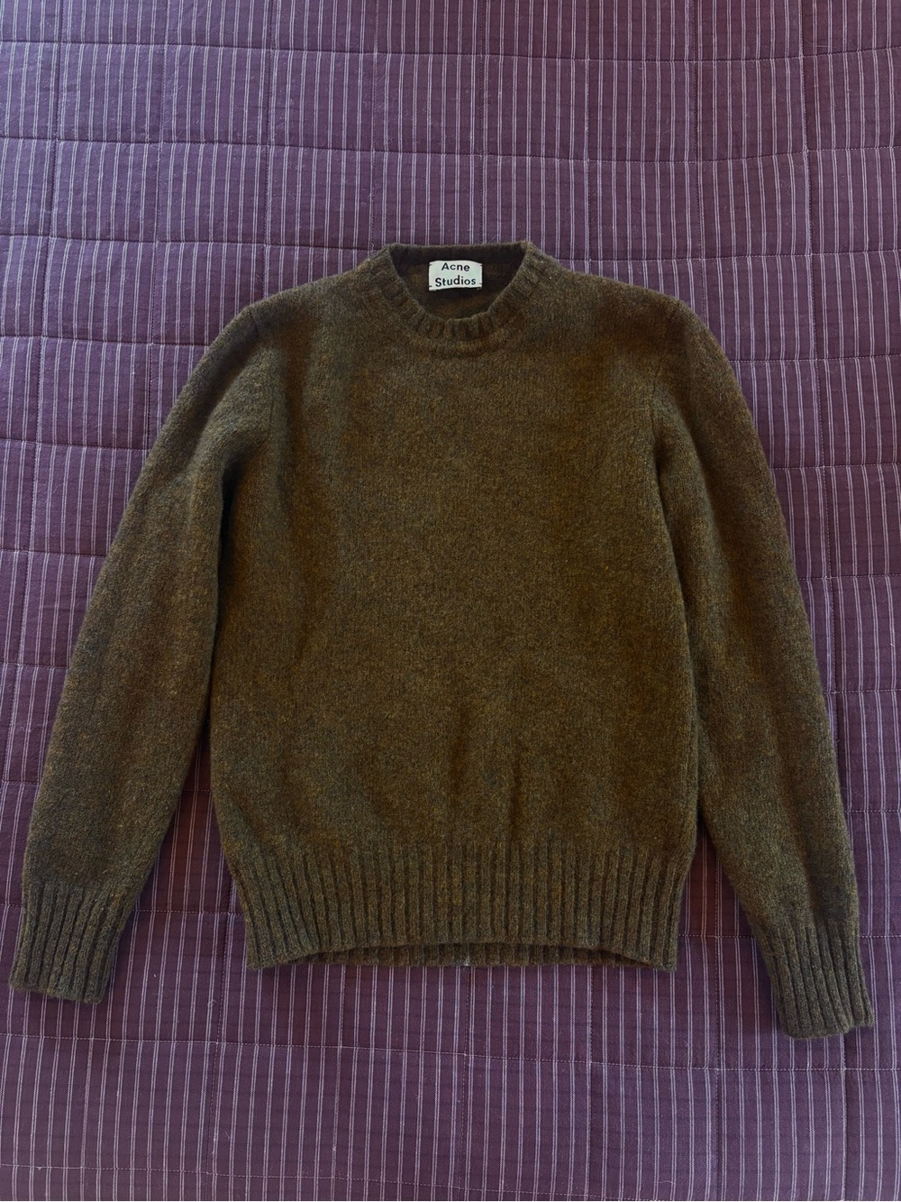 Acne Olive Green-Brown Crewneck Sweater